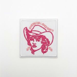 3x3 Pink Cowgirl Iron On Patch Raising Hell Since Birth